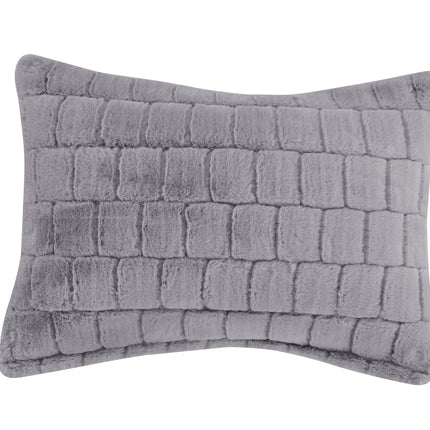 Elegant Comfort Luxurious Fluffy 3-Piece Faux Fur Comforter Set - All Season Warm Down Alternative - Ultra Soft, Plush Micro-Mink 3PC Bedding Set with Matching Shams, Queen, Gray