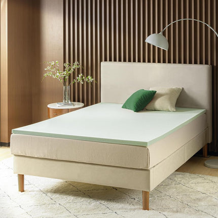ZINUS 2 Inch Green Tea Memory Foam Mattress Topper, Smaller, More Convenient WonderBox Packaging, Pressure-Relieving Layers, CertiPUR-US Certified, Twin