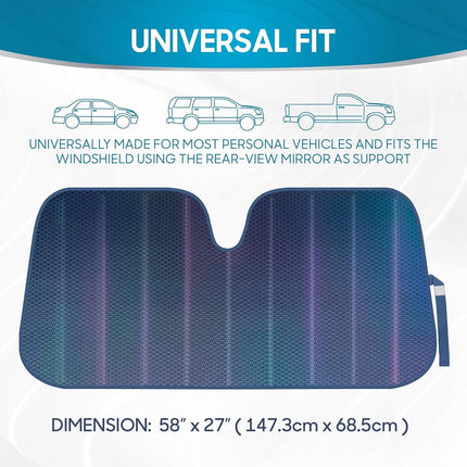 BDK Iridescent Matte Black Front Windshield Sunshade Accordion Folding Style Auto Shade for Car Truc