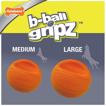 Nylabone Power Play Gripz Felt Basketball Rubber Fetch Toy, Squeaky Ball for Dogs, Medium (1 Count)