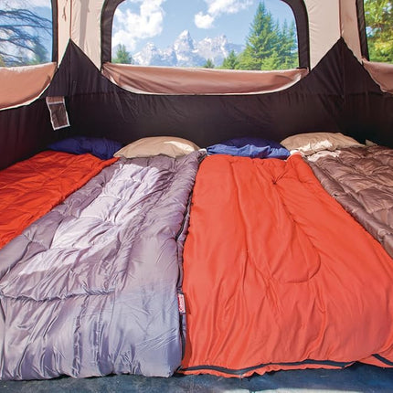 Coleman Cabin Tent with immediate installation in 1 minute, for 4/6/8/10 people with weatherproof floor, pre-fixed bars, ventilation hole and carrying bag