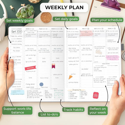 Clever Fox Planner PRO Hourly, Undated Weekly & Monthly, Gray