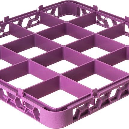 Carlisle FoodService Products Opticlean Plastic Glass Rack, Divided Extender with 16 Compartments for Cleaning, Factories, 19.875 X 19.875 X 1.75 Inches, Lavender