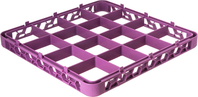 Carlisle FoodService Products Opticlean Plastic Glass Rack, Divided Extender with 16 Compartments for Cleaning, Factories, 19.875 X 19.875 X 1.75 Inches, Lavender