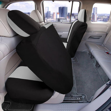 FH Group Back Seat Cloth Car Seat Cover - Universal Fit Rear Seat Covers for Cars with Rear Split Bench, Car Interior Accessories for SUV, Sedan, Van, Gray