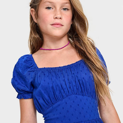 The Children's Place Robe habillée à manches courtes pour fille, Renew Blue, Grande