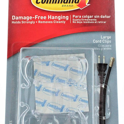 3M Command Clear Large Cord Clips w/Clear Strips, 