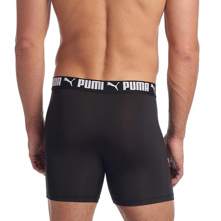 PUMA Men's 3 Pack Athletic Fit Boxer Briefs, Puma Black, S