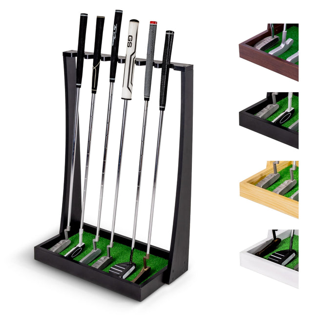 GoSports Premium Wooden Golf Putter Stand - Indoor
