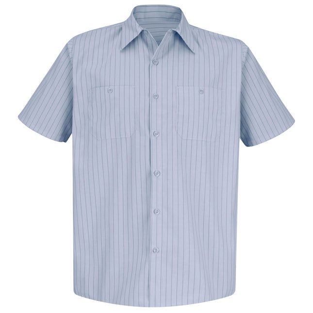 Red Kap Men's Industrial Stripe Work Shirt, Light Blue/Navy Stripe, Short Sleeve 2X-Large