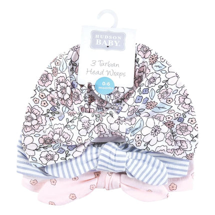 Turbantes de algodón para bebé de Hudson Baby, para niñas de 0 a 24 meses, diseño So Pretty Flower, de 0 a 24 meses