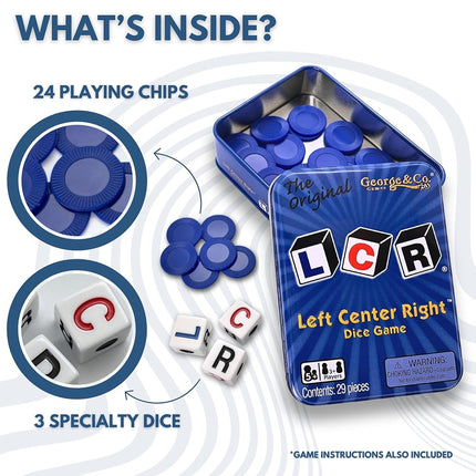 George & Company LLC LCR® Left Center Right™ Dice Game - Blue Tin