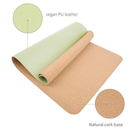 RENMTURE Dual-Sided Desk Pad, Natural Cork & PU Leather Large Mouse mats for Office and Home Work, Desk Protector Non-Slip, Waterproof, Easy Clean (Light Green, 36"x17")