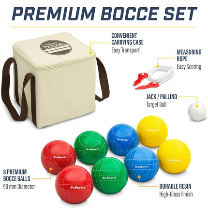 GoSports 90 mm Premium Resin Bocce Ball Set - Outdoor Lawn Game