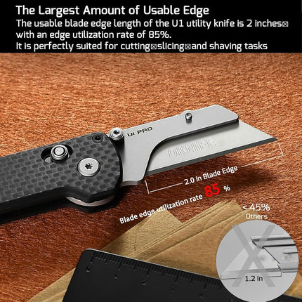 OKNIFE U1 Pro Multitool Folding Utility Knife with Folding Screwdriver, Quick Change Blade, Rail Lock & Pocket Clip for Men Women (Carbon Fiber Overlay)