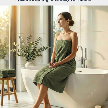 LANE LINEN Towel Set Soft Absorbent Quick Dry 100% Cotton - Oil Green
