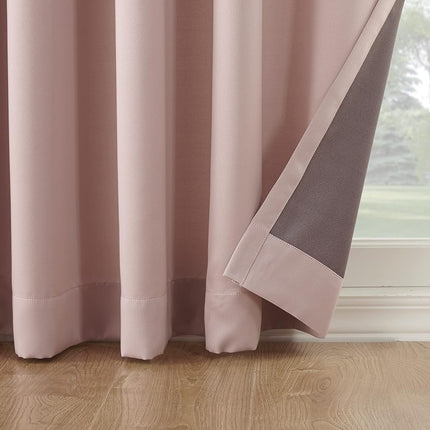 Sun Zero Barrow 2-Pack Solid Total Blackout Grommet Curtain Panel Pair, 54" x 63", Blush