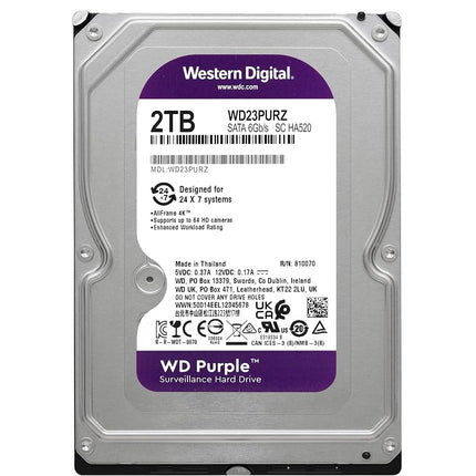 WD Purple 2TB Surveillance 3.5" Internal Hard Drive, AllFrame Technology, 180BT/yr, 64MB Cache, 3 Year Warranty