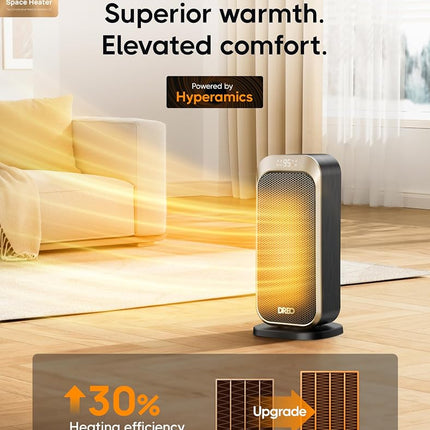 DREO Space Heater for Indoor Use, 1500W Ceramic Heater with Remoteand Thermostat, Portable Heaters with 70° Oscillation, ECO Mode, Child Lock, 34dB Ultra Quiet Heaters for Bedroom Office Home