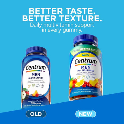 Centrum Multigummies Gummy Multivitamin for Men, Fruit, 170 Count