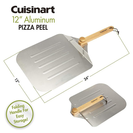 Pelle à pizza en aluminium Cuisinart 30,5 cm, spatule à pizza légère avec manche en bois pliable pour pizzas familiales, pâtes, pain, pains plats et plus encore