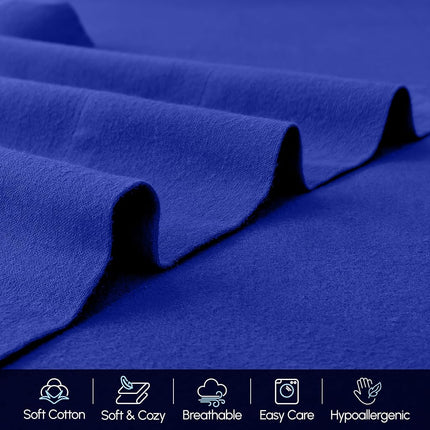 Elegant Comfort Soft 4-Piece 100% Turkish Cotton Flannel Sheet Set - Premium Quality, Deep Pocket Fitted Sheet, Ultra Soft, Cozy Warm and Anti-Pill Flannel Sheets - Cali King, Royal Blue