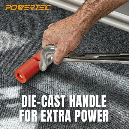 POWERTEC Extendable Floor and Wall Roller for Vinyl Flooring, Tile & Linoleum Roller with Extendable 17" to 27" Handle, 7.5" Wide for LVP, Veneer, Carpet, Wall Coverings, 1PK (71033V)