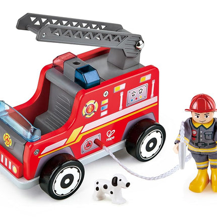 Hape E3024 Wooden Fire Truck with Firefighter and 