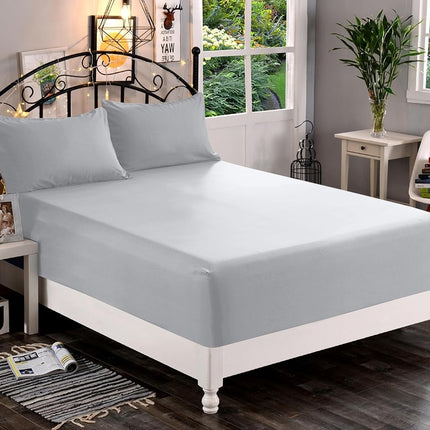 Elegant Comfort 1500 Premium Quality Fitted Sheet Ultra Soft 18-24 Inch Extra Deep Pocket - Single Fitted Sheet for High Mattress - Wrinkle Free with Smart Storage Pockets, Twin/Twin XL, Silver
