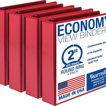 Samsill 2 Inch 3 Ring Binders, Made in USA, Econom