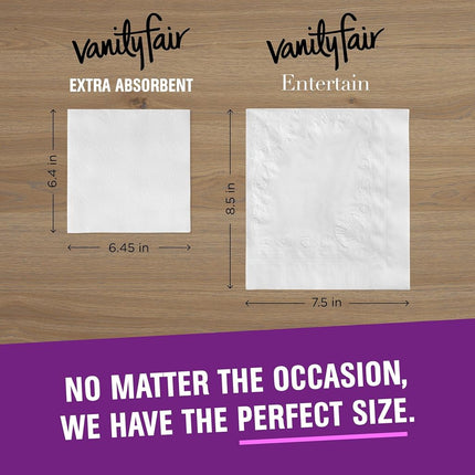 Vanity Fair Everyday Extra Absorbent Premium Paper Napkin, 80 Count, Dinner Napkin for Messy Meals