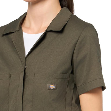 Dickies Womens Women's Flex Cooling Short Sleeve Coveralls, Moss Green, Medium