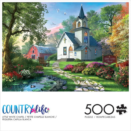 Buffalo Games - Dominic Davison - Little White Chapel - 500 Piece Jigsaw Puzzle for Adults Challenging Puzzle Perfect for Game Nights - Finished Puzzle Size is 21.25 x 15.00