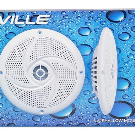 Pair Rockville RSM65B 6.5" 320 Watt Waterproof Shallow Slim Marine Boat Speakers
