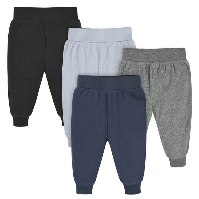 Gerber Baby Boys' 4-Pack Microfleece Pants, Navy/G