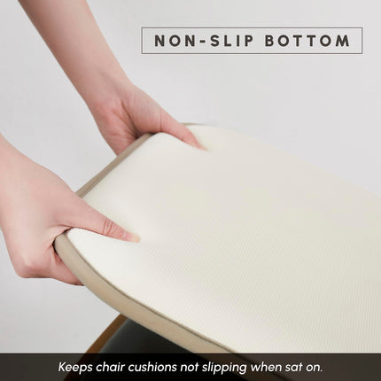 Elegant Comfort 2 Pack Chair Cushion Covers - Skid-Proof Rubber Backing - 16 x 16 Inch - Thick Dining Square Shape Seat Covers - Comfortable Textured Chair Pads with Ties - Chevron Pattern, Beige