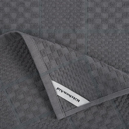 KitchenAid Quilted Cotton Terry Cloth Oven Mitt, Pot Holder Heat Resistant, 16"x26", 7"x13" & 7"x10", Charcoal Grey