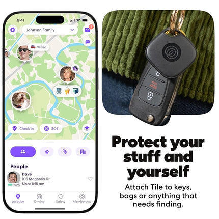 Life360 Tile Starter Pack - Bluetooth Trackers and Item Finders for Keys, Wallets & More. Both iOS and Android Compatible. Phone Finder. 2-Pack (Black Tile/Slim)