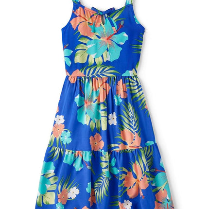 The Children's Place Girls Strappy Casual Dress, Blue Tropical Floral, Large