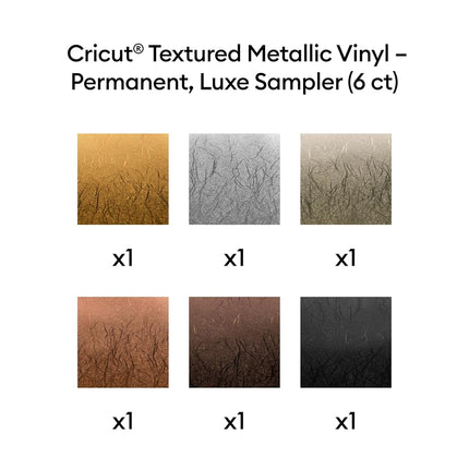 Cricut Permanent Adhesive Vinyl with Metallic Texture, Luxe Pack, 30.5 cm x 30.5 cm (12 in x 12 in), 6 pcs