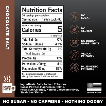LMNT Recharge Electrolyte Hydration Powder | Formulated by Robb Wolf and Ketogains | Keto & Paleo | No Sugar, No Artificial Ingredients | Chocolate Salt | 30 Stick Packs