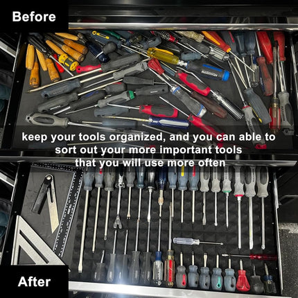 CASOMAN 4PCS Professional Toolbox Liner, Trap Mat Universal Tool Drawer Liner, Non-Slip Foam Inserts, Easy Cut, Black, 23.6"x15.7"