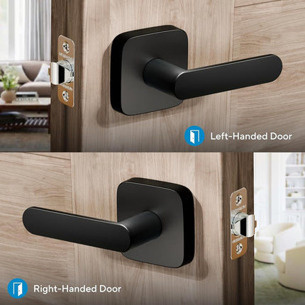ULTRALOQ Modern Matte Black Aluminium Door Lever, Reversible, Adjustable Backset, Waterproof, Ideal for Hallway, Closet, and Any Door