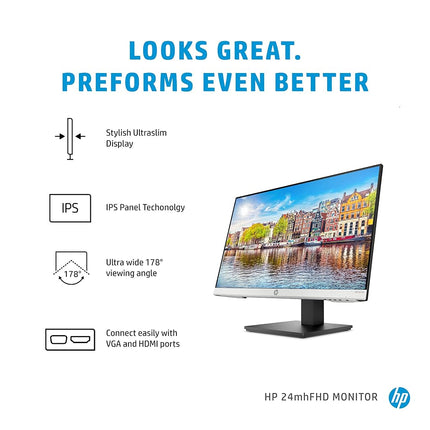 HP 24-inch Monitor, Tilt Adjustment and Anti-Glare Panel (HP 24mh, Black)