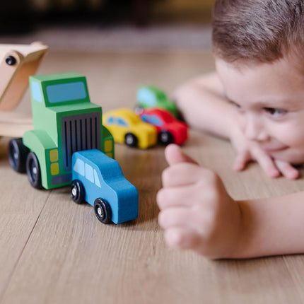 Melissa & Doug Car Carrier Truck and Cars Wooden Toy Set With 1 Truck and 4 Cars [Sep 29, 2011] Melissa&Doug