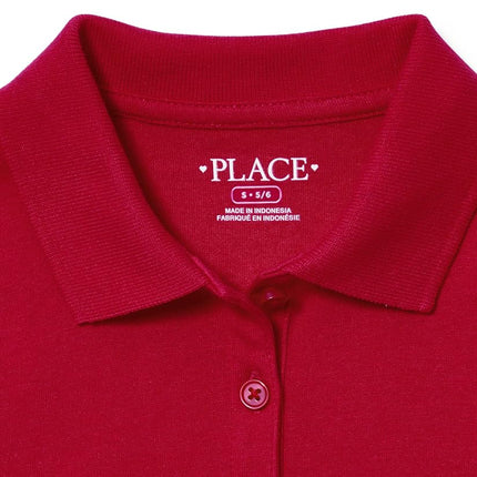 The Children's Place Big Girls' Uniform Short Sleeve Polo, Ruby 3378, L (10/12)