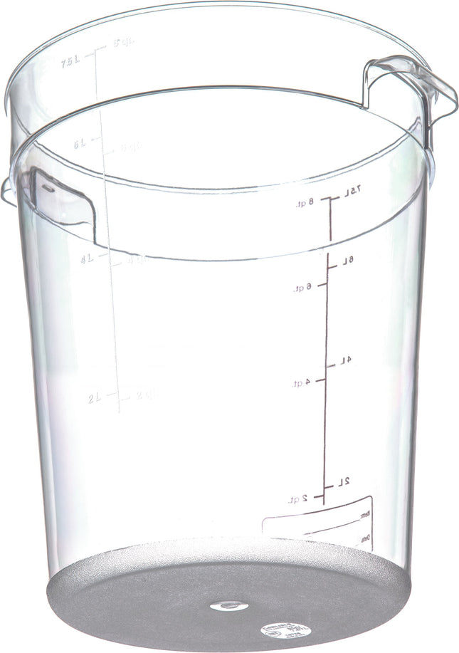 Contenedor de almacenamiento de alimentos redondo Storplus de Carlisle FoodService Products con diseño apilable para almacenamiento, 8 cuartos, transparente (paquete de 12)