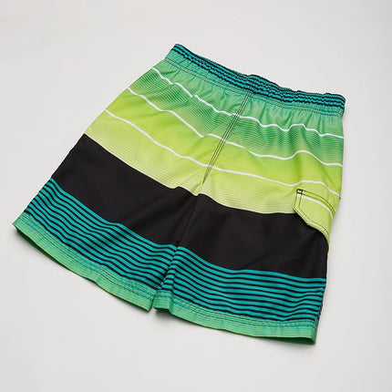 Kanu Surf Boys' Big Echelon Stripe Quick Dry Beach Board Shorts Swim Trunk, Black/Green, X-Large (18/20)