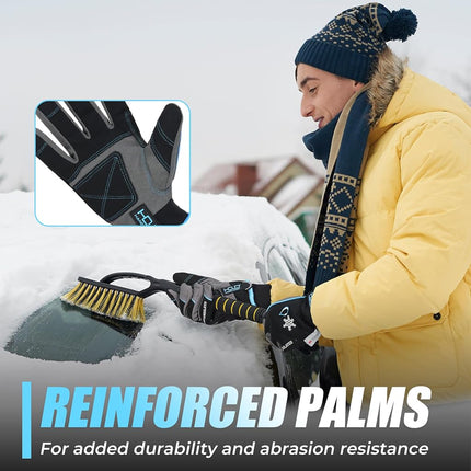 HANDLANDY Waterproof Insulated Work Gloves, 3M Thinsulate Thermal Winter Gloves for Men Women Touch Screen, Warm Ski Snowboard Cold Weather Gloves (M, Blue)