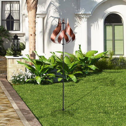Teamson Home Outdoor Kinetic Windmill Garden Sculpture Tulip Design, Tangerine
